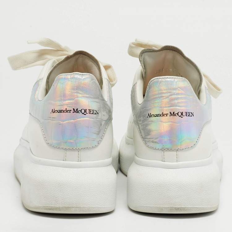 Pre Owned Alexander McQueen Oversized Size 38 White Leather and Suede Low Top Sneakers