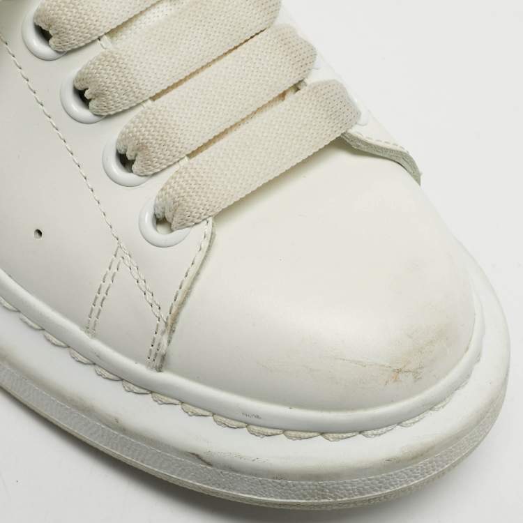 Pre Owned Alexander McQueen Oversized Size 38 White Leather and Suede Low Top Sneakers