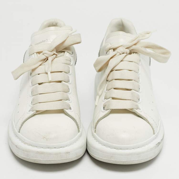 Pre Owned Alexander McQueen Oversized Size 38 White Leather and Suede Low Top Sneakers
