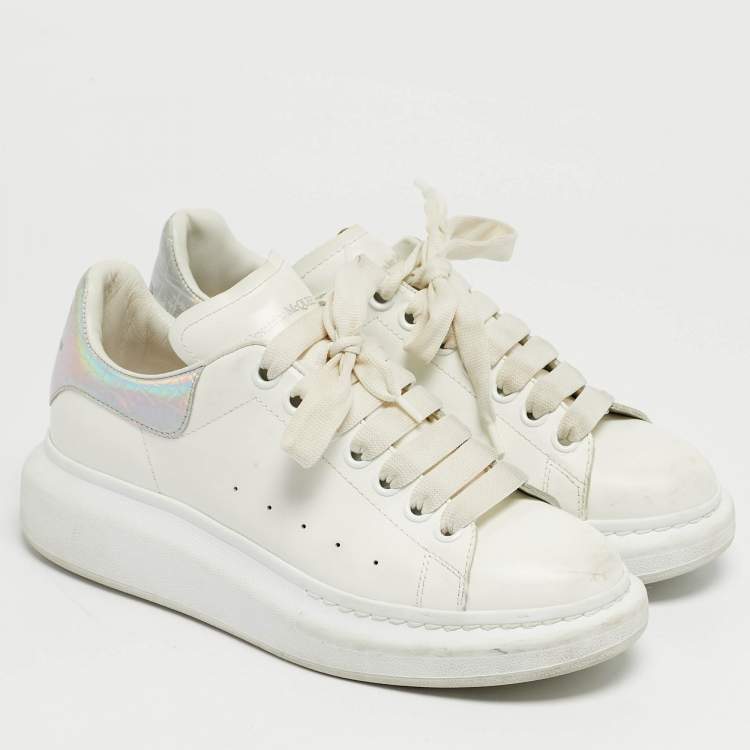 Pre Owned Alexander McQueen Oversized Size 38 White Leather and Suede Low Top Sneakers