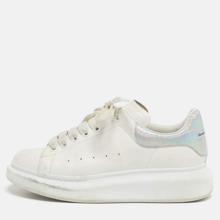 Pre Owned Alexander McQueen Oversized Size 38 White Leather and Suede Low Top Sneakers