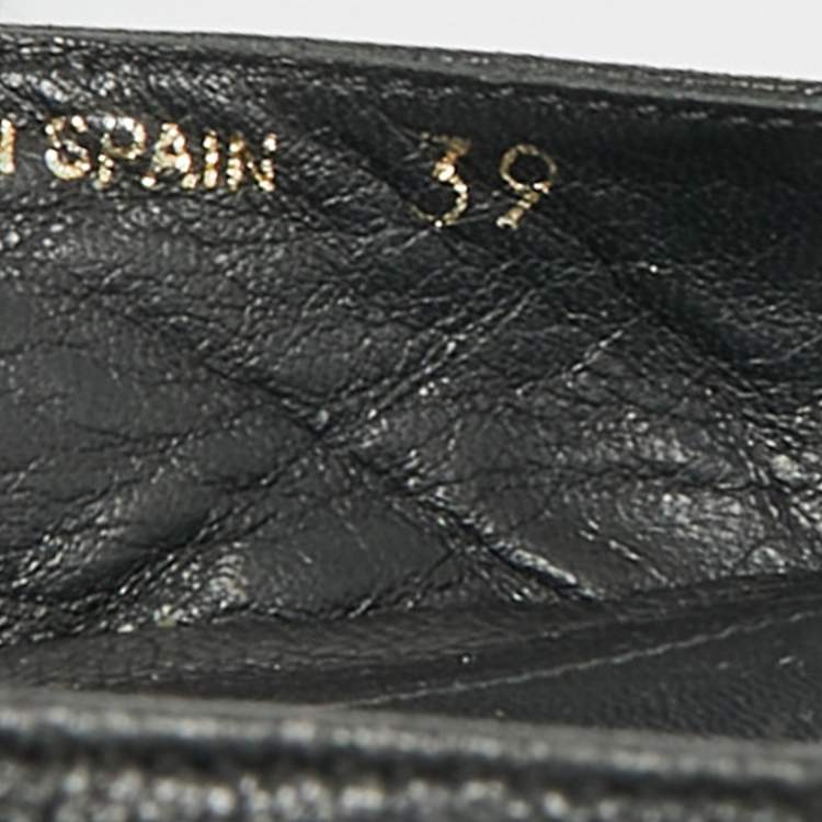 Pre Owned Alexander McQueen Skull City Size 39 Black Leather Ballet Flats