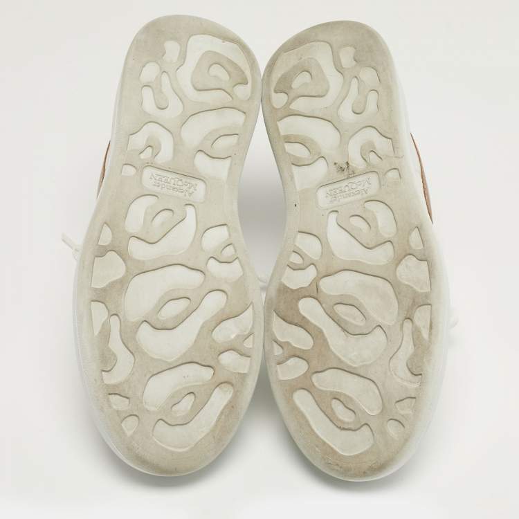 Pre Owned Alexander McQueen Oversized Size 37.5 White/Gold  Leather Low Top Sneakers