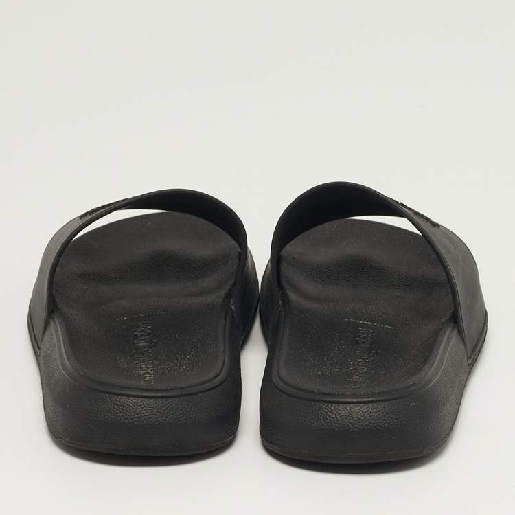 Pre Owned Alexander McQueen Size 37 Black Rubber Pool Slides 
