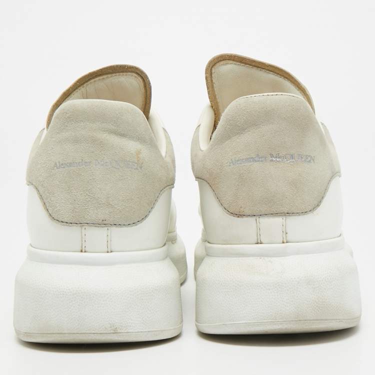 Pre Owned Alexander McQueen Oversized Size 40 White/Grey Leather and Suede Lace Up Sneakers