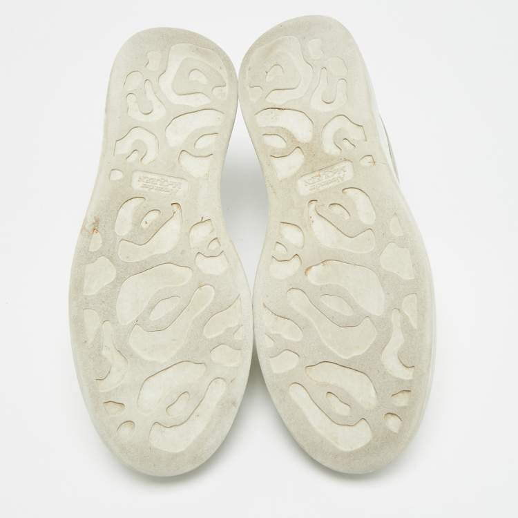 Pre Owned Alexander McQueen Oversized Size 40 White/Grey Leather and Suede Lace Up Sneakers