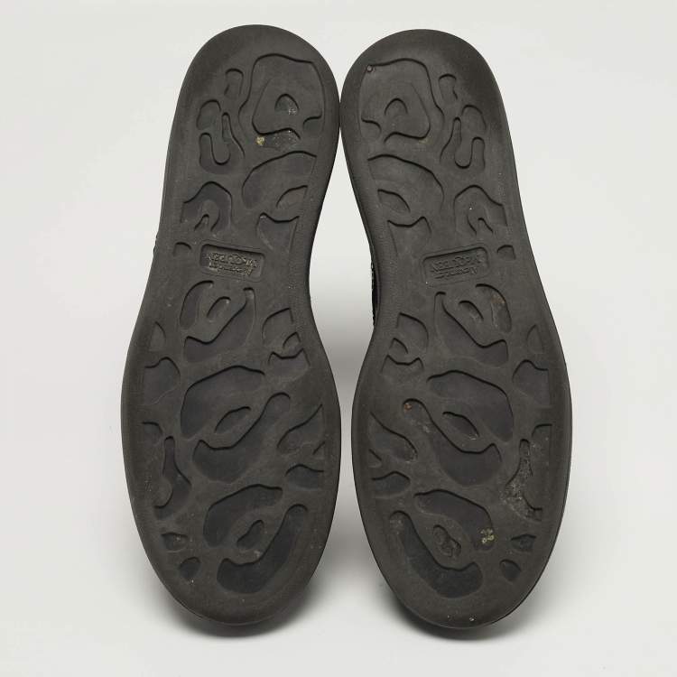 Pre Owned Alexander McQueen Oversized Size 41 Black Croc Embossed Patent Leather High Top Sneakers