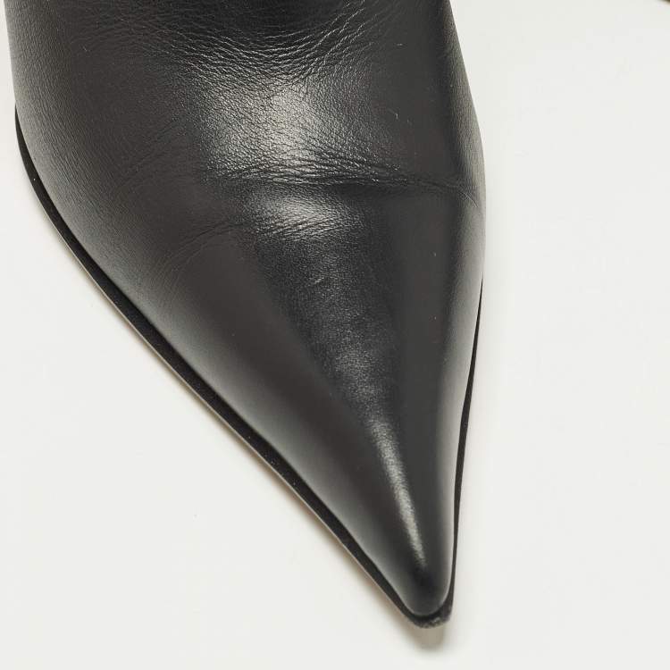 Pre Owned Alexander McQueen Size 37 Black Leather Ankle Length Boots