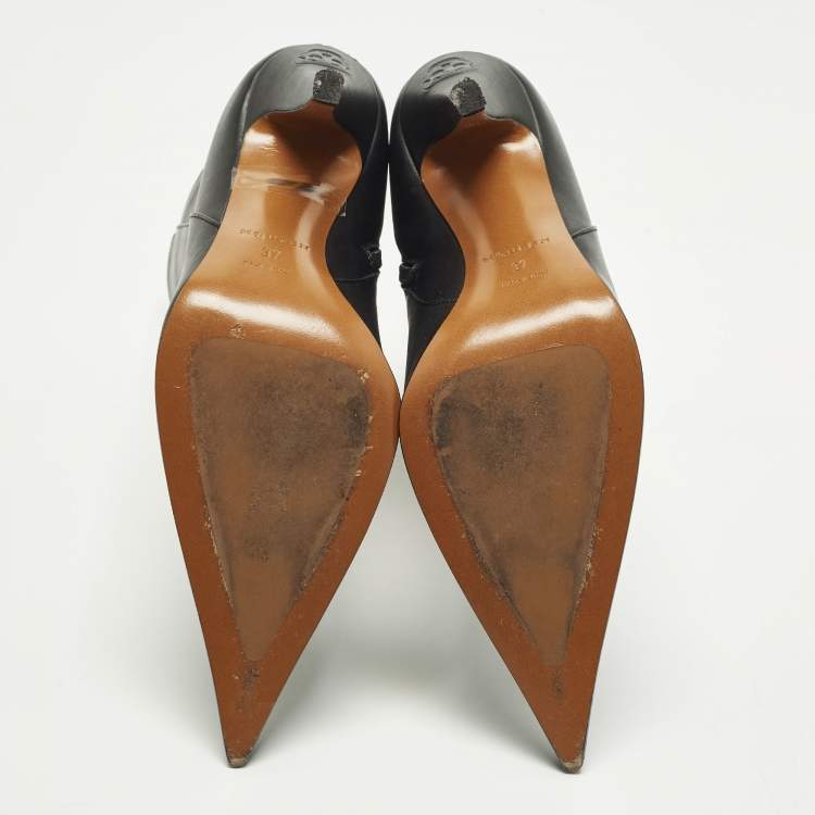 Pre Owned Alexander McQueen Size 37 Black Leather Ankle Length Boots