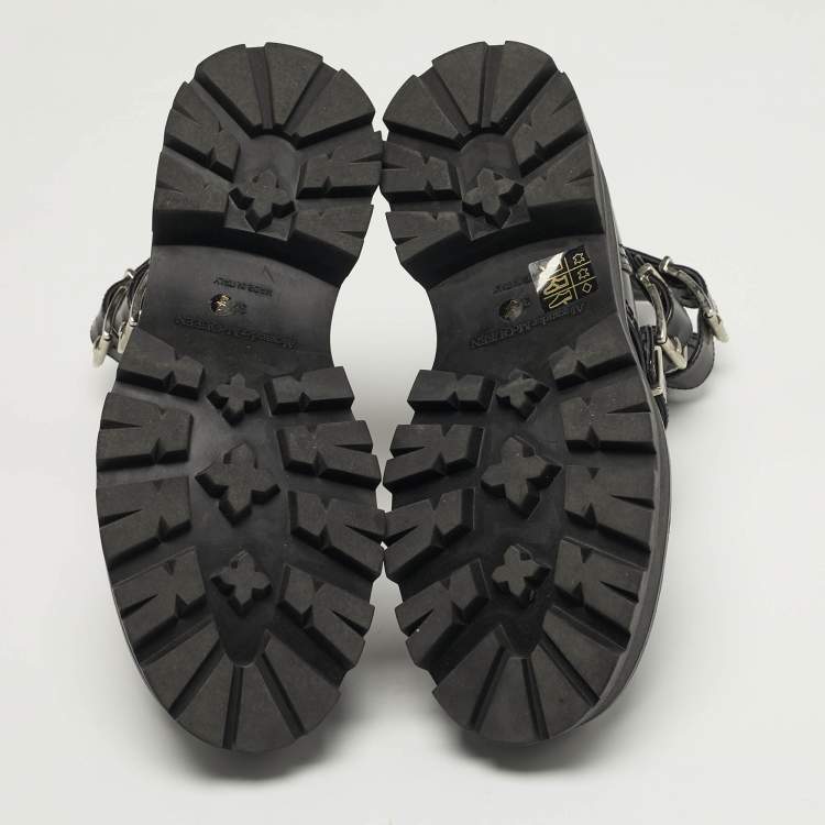 Pre Owned Alexander McQueen Size 37.5 Black Leather Ankle Length Boots