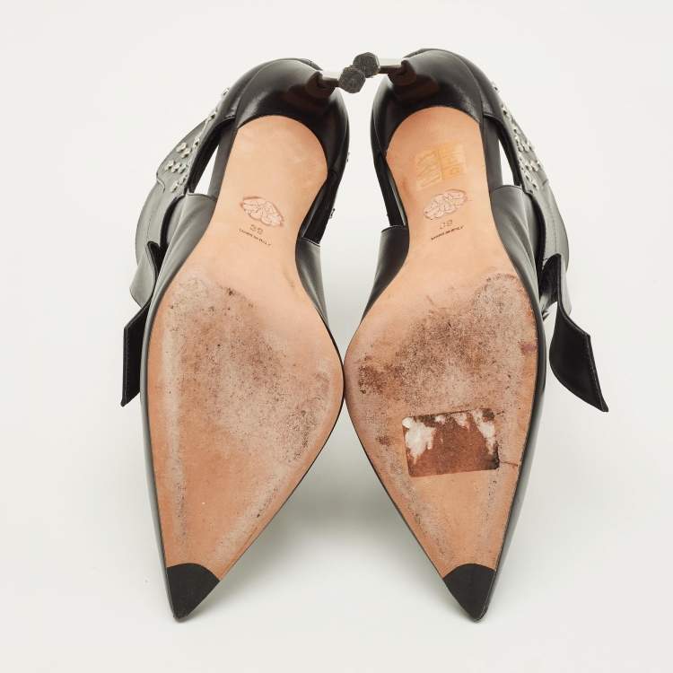 Pre Owned Alexander McQueen Size 39 Black Leather Embellished Ankle Length Boots