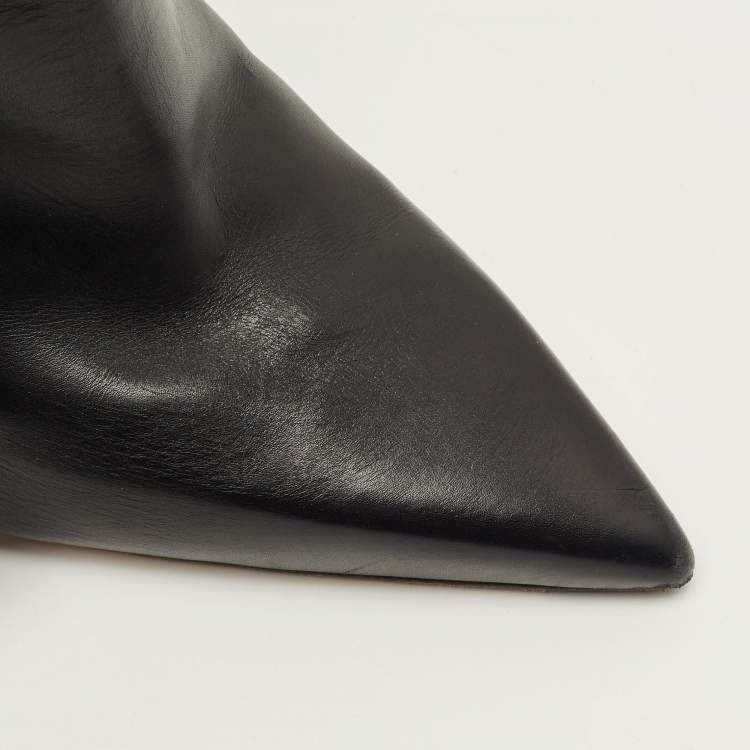 Pre Owned Alexander McQueen Size 39 Black Leather Embellished Ankle Length Boots