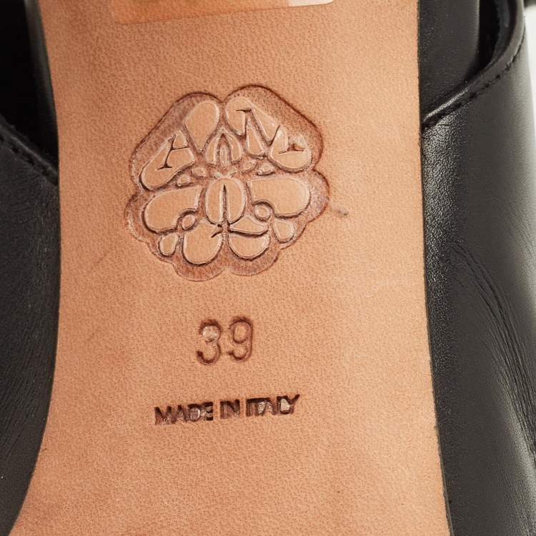 Pre Owned Alexander McQueen Size 39 Black Leather Embellished Ankle Length Boots