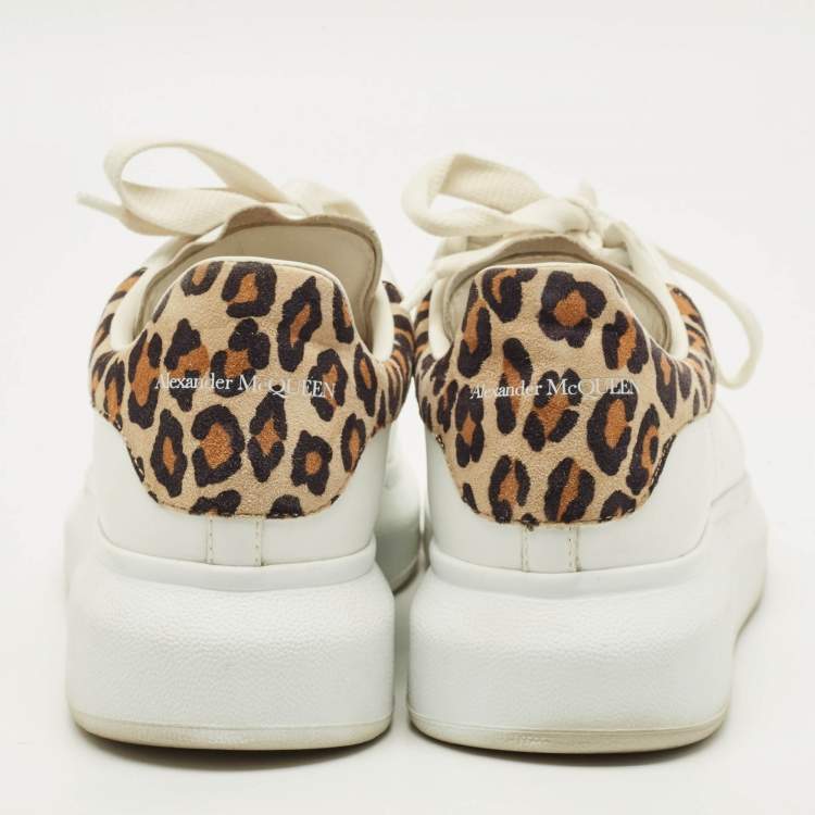 Pre Owned Alexander McQueen Oversized Size 37 White Leather and Suede Lace Up Sneakers