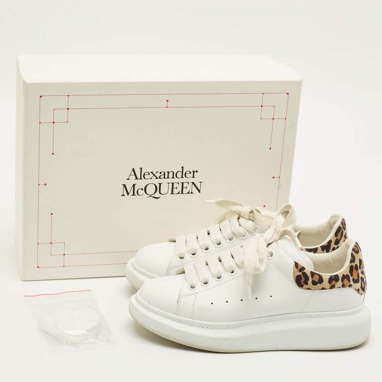 Pre Owned Alexander McQueen Oversized Size 37 White Leather and Suede Lace Up Sneakers