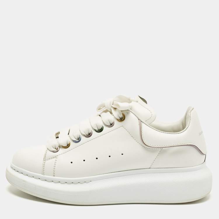 Pre Owned Alexander McQueen Oversized Size 37.5 White Leather Low Top Sneakers