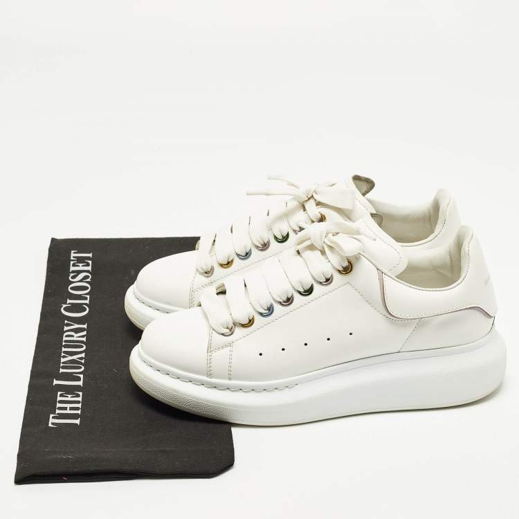 Pre Owned Alexander McQueen Oversized Size 37.5 White Leather Low Top Sneakers