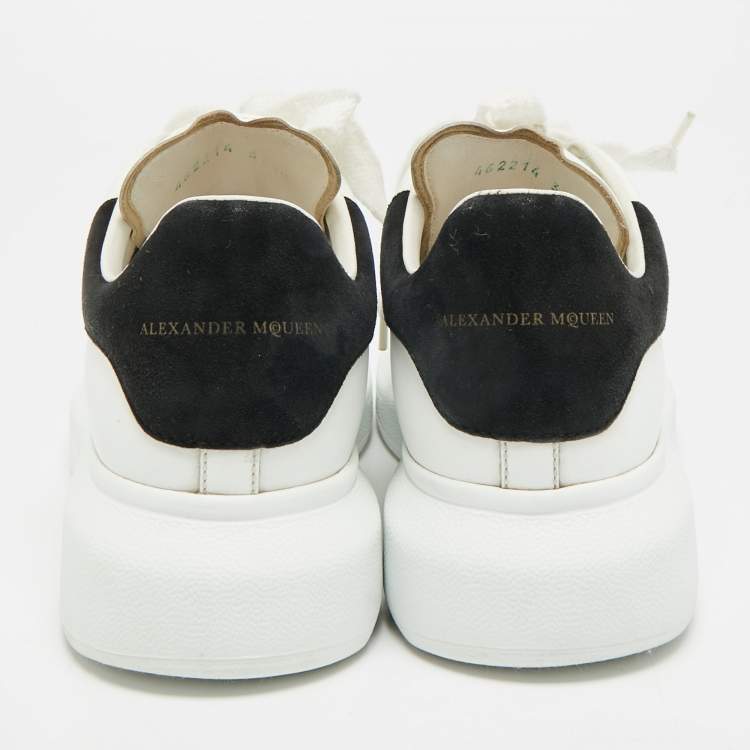 Pre Owned Alexander McQueen Oversized Size 37.5 White/Black Leather and Suede Low Top Sneakers