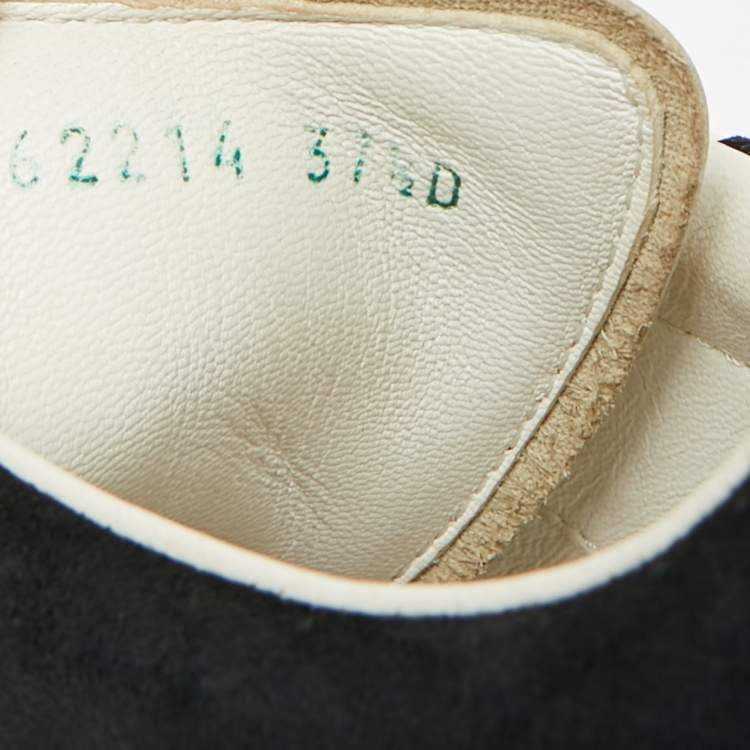 Pre Owned Alexander McQueen Oversized Size 37.5 White/Black Leather and Suede Low Top Sneakers