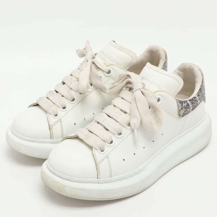Pre Owned Alexander McQueen Oversized Size 36.5 White Leather Low Top Sneakers