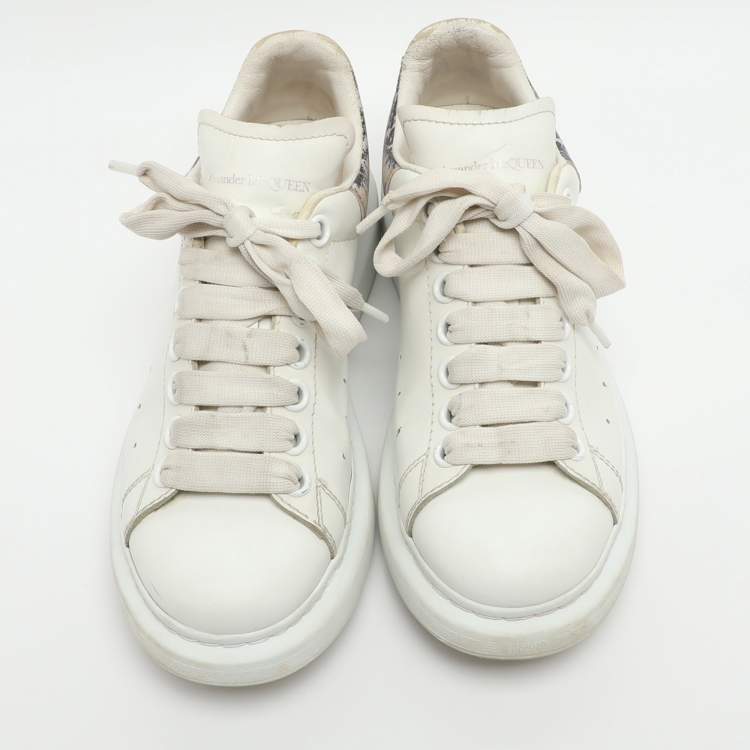 Pre Owned Alexander McQueen Oversized Size 36.5 White Leather Low Top Sneakers