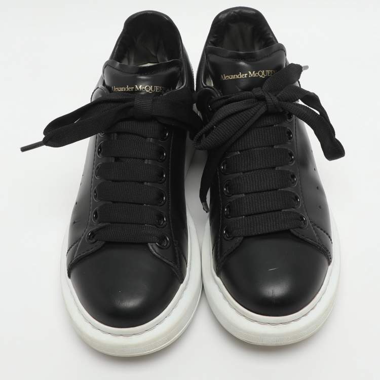 Pre Owned Alexander McQueen Oversized Size 36.5 Black Leather Low Top Sneakers
