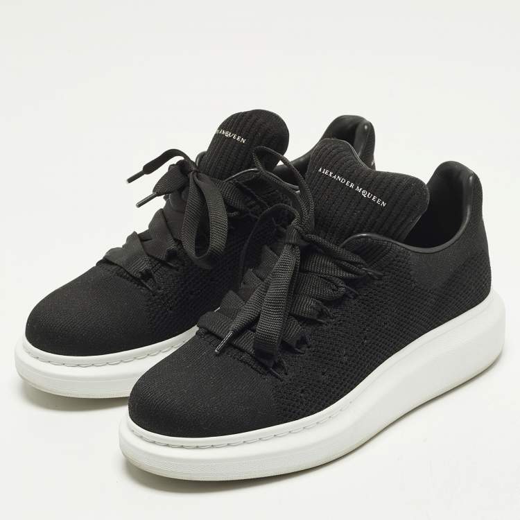 Pre Owned Alexander McQueen Oversized Size 39.5 Black Knit Fabric Low Top Sneakers