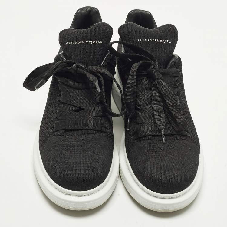 Pre Owned Alexander McQueen Oversized Size 39.5 Black Knit Fabric Low Top Sneakers