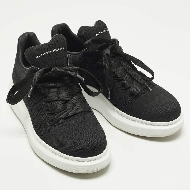 Pre Owned Alexander McQueen Oversized Size 39.5 Black Knit Fabric Low Top Sneakers