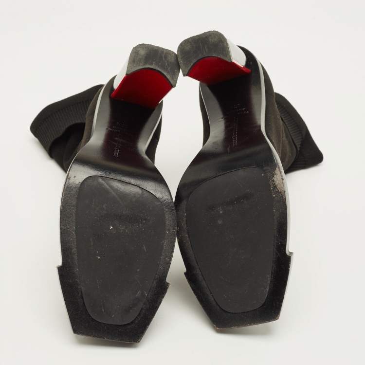 Pre Owned Alexander McQueen Size 38.5 Black Stretch Fabric Ankle Length Boots