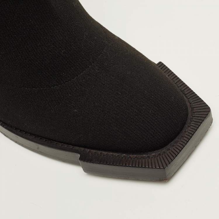 Pre Owned Alexander McQueen Size 38.5 Black Stretch Fabric Ankle Length Boots