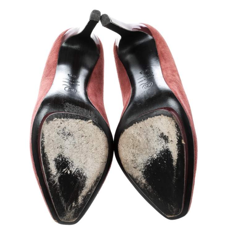 Pre Owned Alexander McQueen Red Suede Ankle Boots Size 37.5 