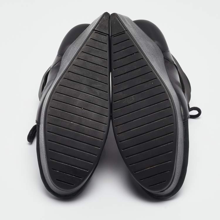 Pre Owned McQ By Alexander McQueen For Puma Black Leather and Nubuck Leap Wedge Sneakers Size 40.5