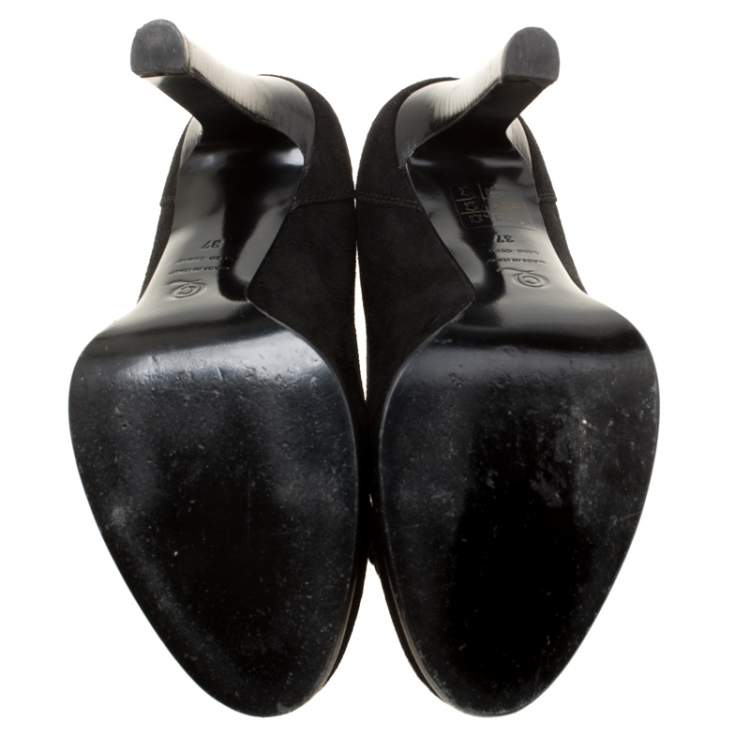 Pre Owned Alexander McQueen Black Suede Skull Detail Loafer Pumps Size 37