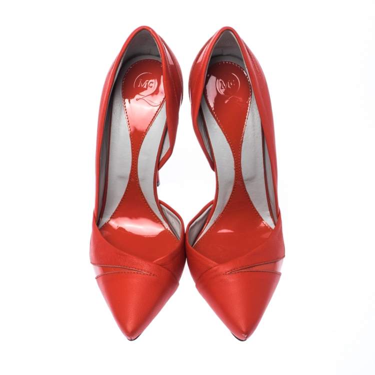 Pre Owned Alexander McQueen Pastel Orange Leather Lex Punk D'orsay Pumps Size 37