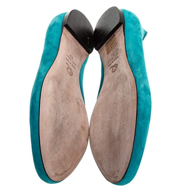 Pre Owned Alexander McQueen Blue Suede Sequins Skull Smoking Slippers Size 39