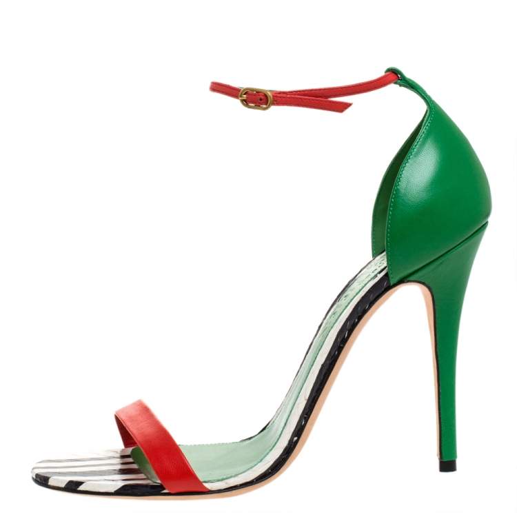 مملوكة مسبقًا Alexander McQueen Multicolor Leather Open Toe Ankle Strap Sandals Size 41
