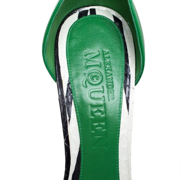 مملوكة مسبقًا Alexander McQueen Multicolor Leather Open Toe Ankle Strap Sandals Size 41