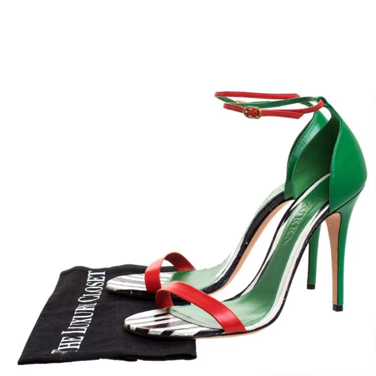 مملوكة مسبقًا Alexander McQueen Multicolor Leather Open Toe Ankle Strap Sandals Size 41