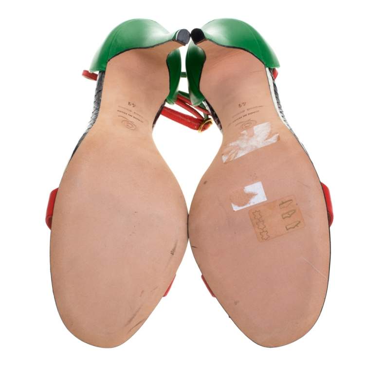 مملوكة مسبقًا Alexander McQueen Multicolor Leather Open Toe Ankle Strap Sandals Size 41