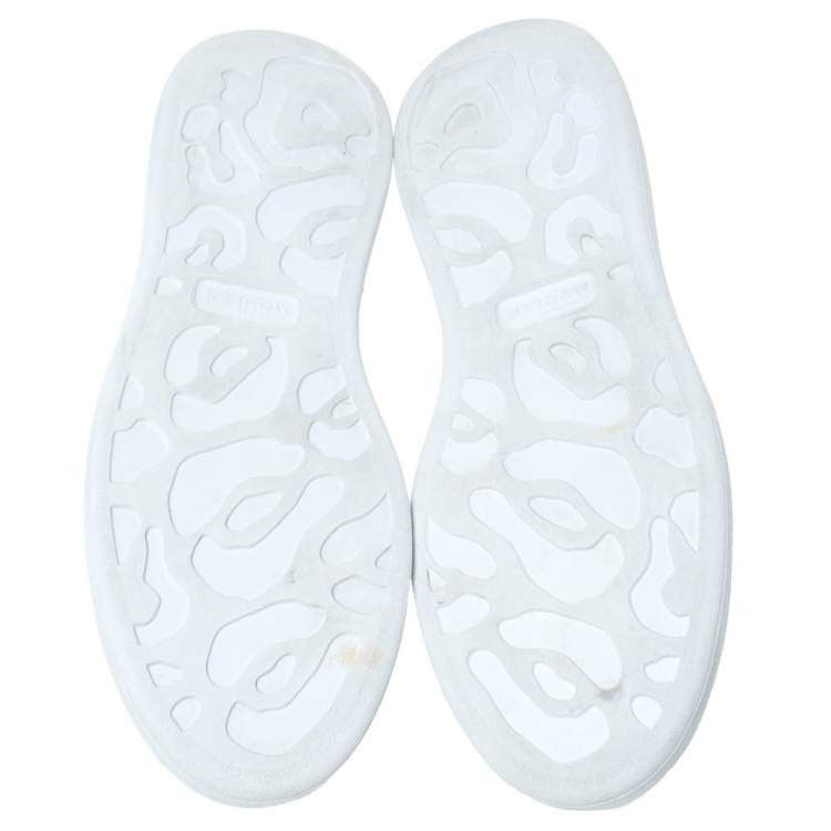 Pre Owned Alexander McQueen White Leather And Pink Suede Platform Sneakers Size 41
