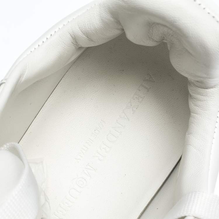 Pre Owned Alexander McQueen White/Red Leather And Mesh Oversized Runner Low Top Sneakers Size 37.5