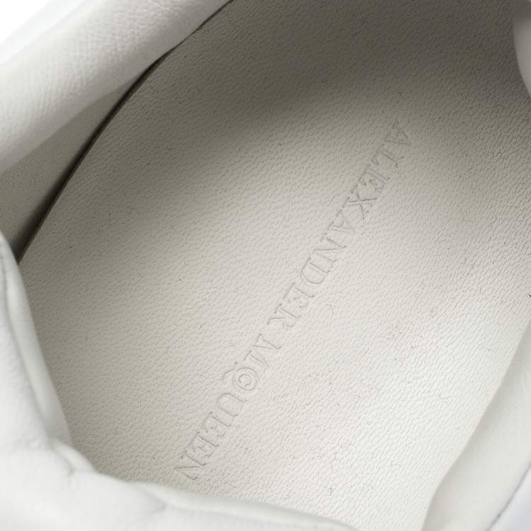 Pre Owned Alexander McQueen White/Green Leather and Nylon Larry Low Top Sneakers Size 44