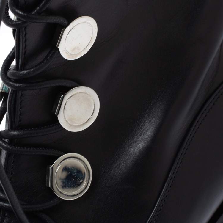 Pre Owned Alexander McQueen Black Leather Boots Size 39