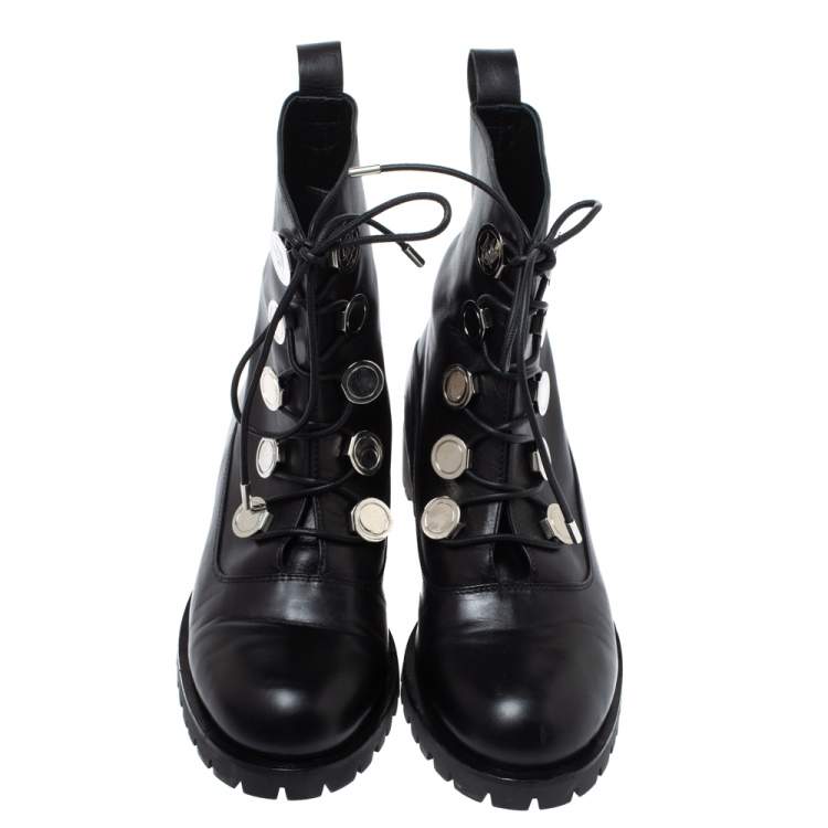 Pre Owned Alexander McQueen Black Leather Boots Size 39