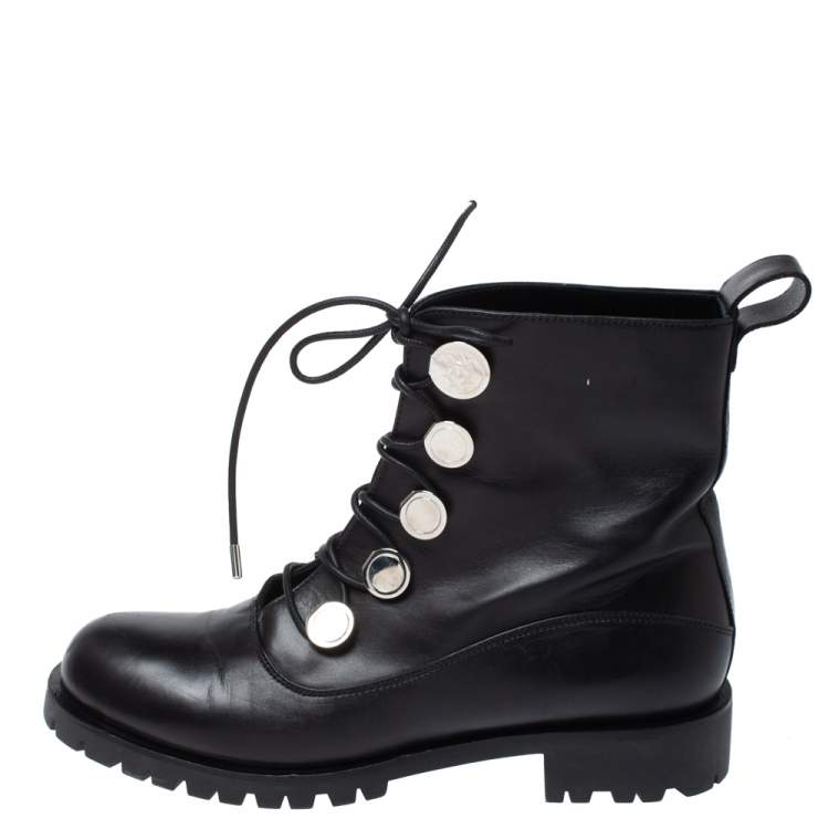 Pre Owned Alexander McQueen Black Leather Boots Size 39