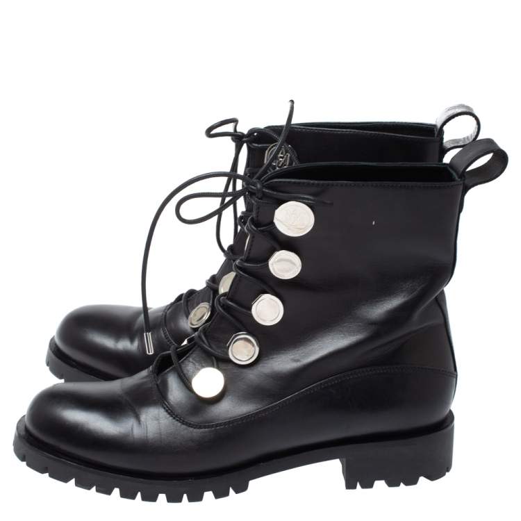 Pre Owned Alexander McQueen Black Leather Boots Size 39