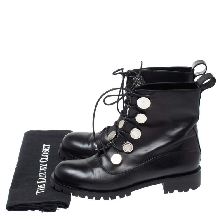 Pre Owned Alexander McQueen Black Leather Boots Size 39