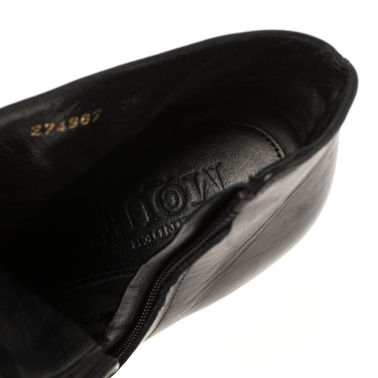 مملوكة مسبقًا Alexander McQueen Black Leather Platform Ankle Boots Size 36