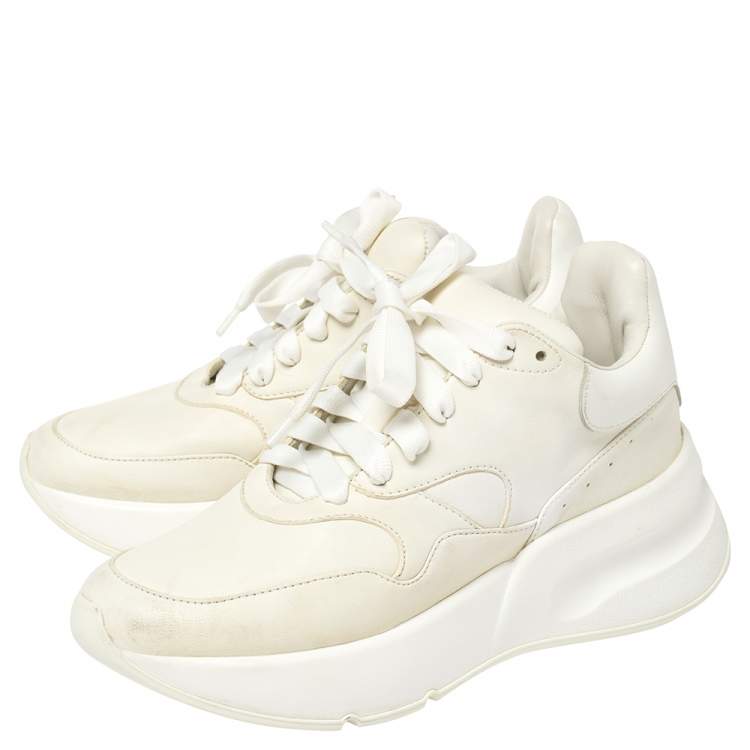 Pre Owned Alexander McQueen White Leather Oversized Sneakers Size 36